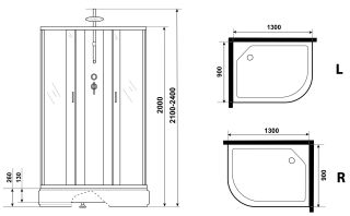Душевая кабина Niagara NG-33394-14LBKT 130x90см серебро/матовое